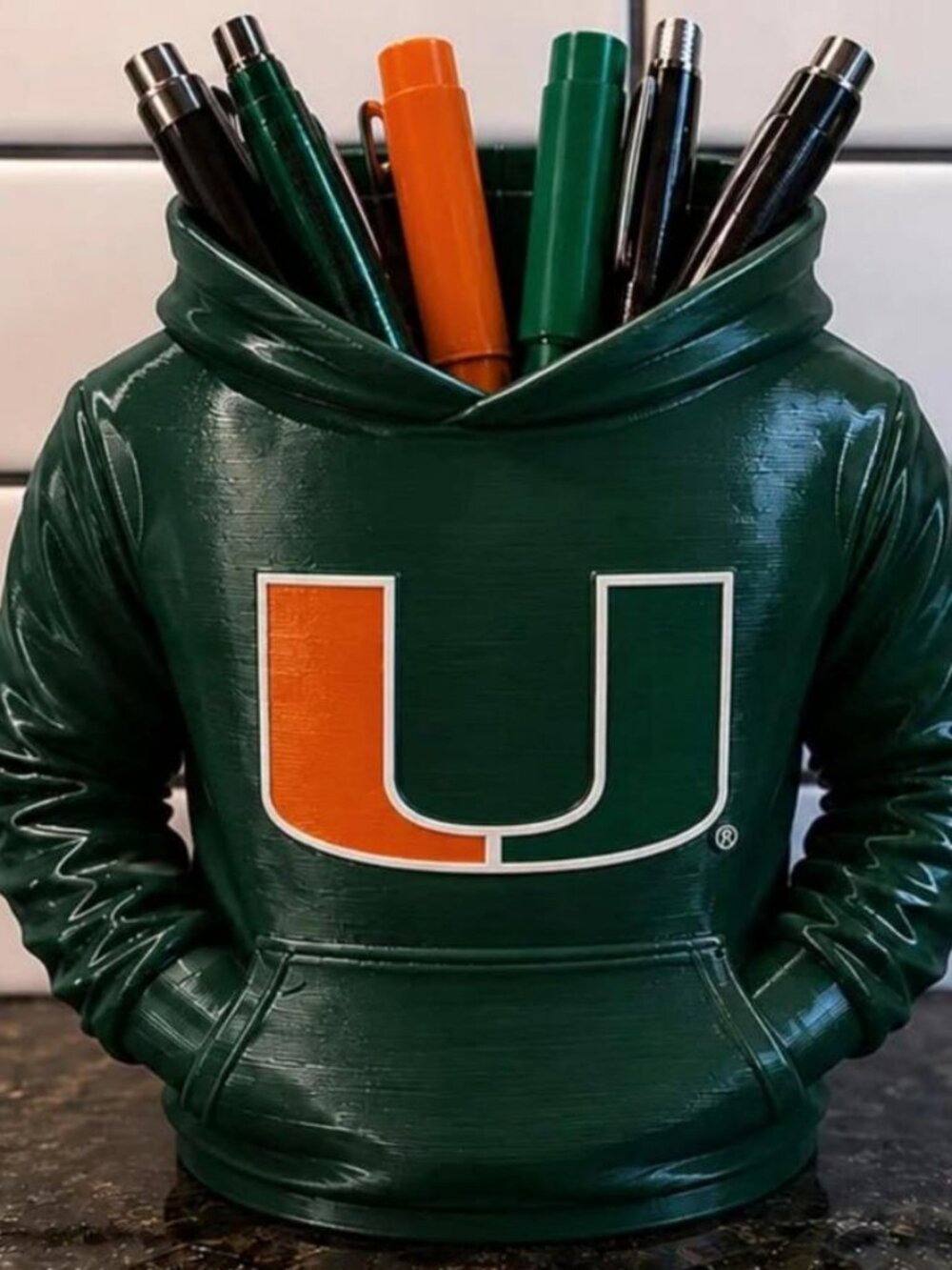 Miami Hurricanes Hoodie Pen Holder - 3D Printed Desk Organizer